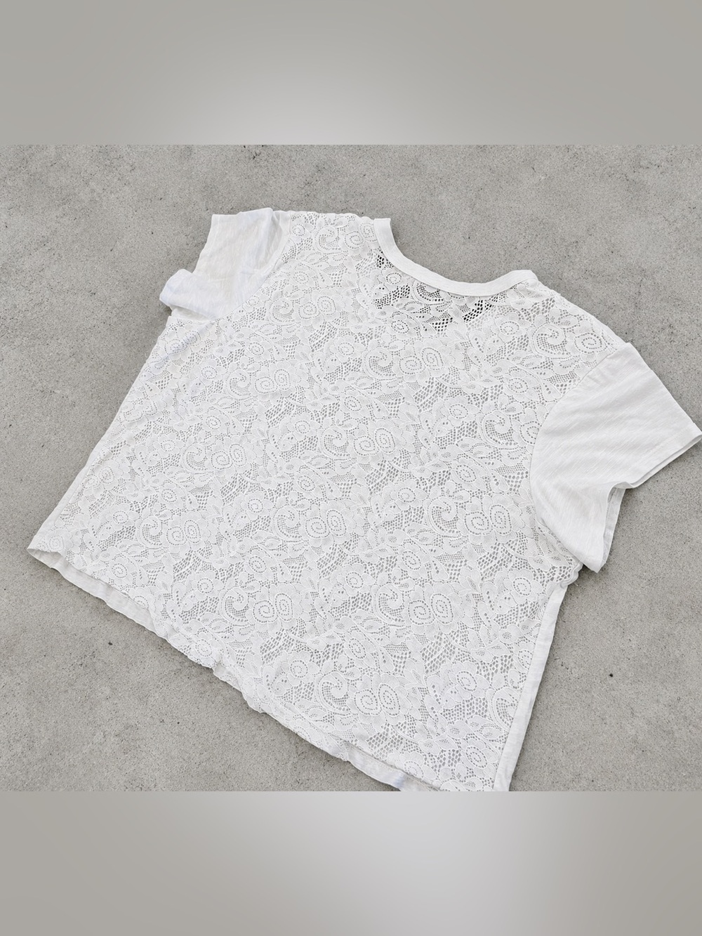 Wilt White Cotton Lace Back Tee Women’s Large Short Sleeve Designer Top